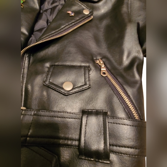 Black Childs size 7 leather coat - Picture 12 of 16